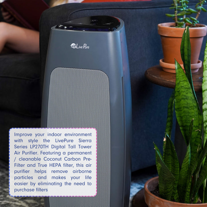 Sierra Series Digital Tall Tower Air Purifier with Permanent Filtration LP270THP