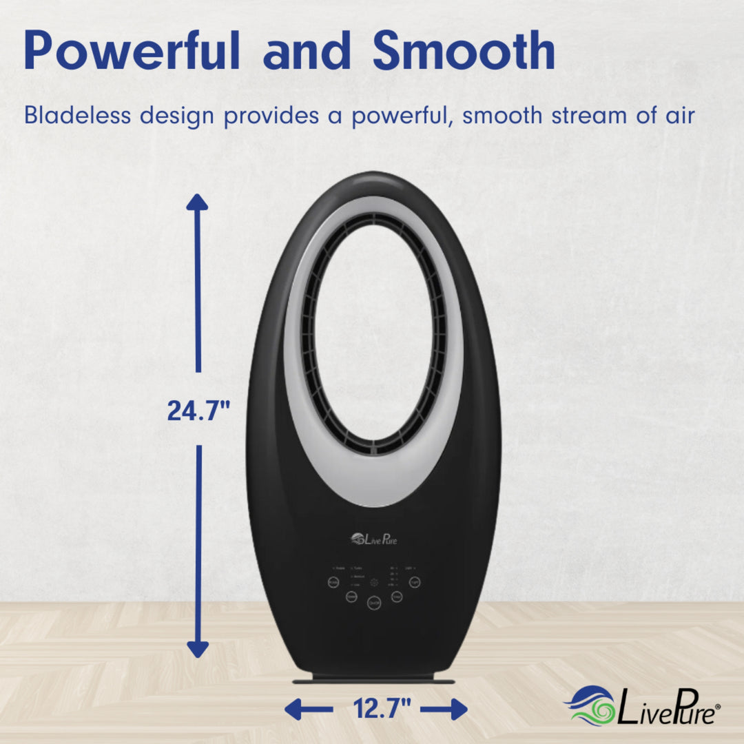 LivePure Oscillating Bladeless Fan with Filter & Aroma Tray