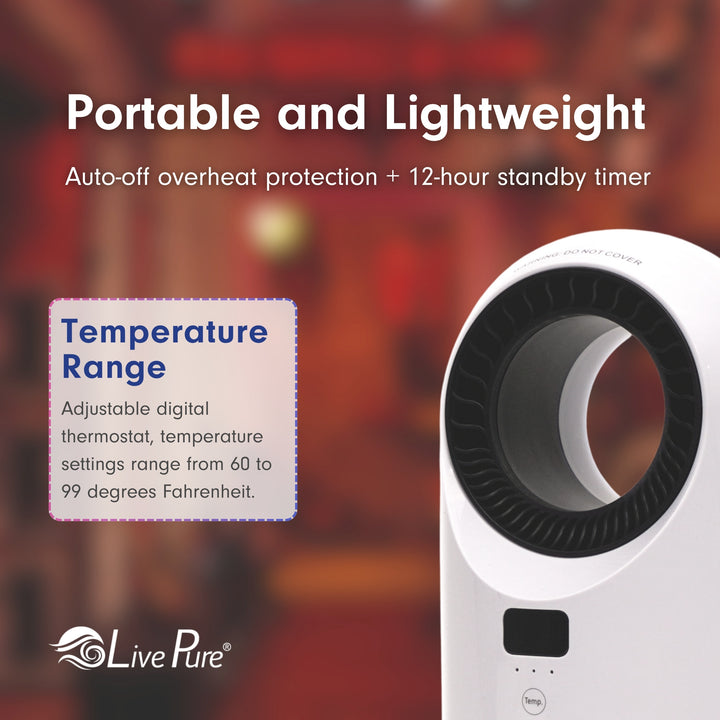 LivePure Turbine Vortex Auto-Duster Heater,  Space Heater, Heaters for indoor use