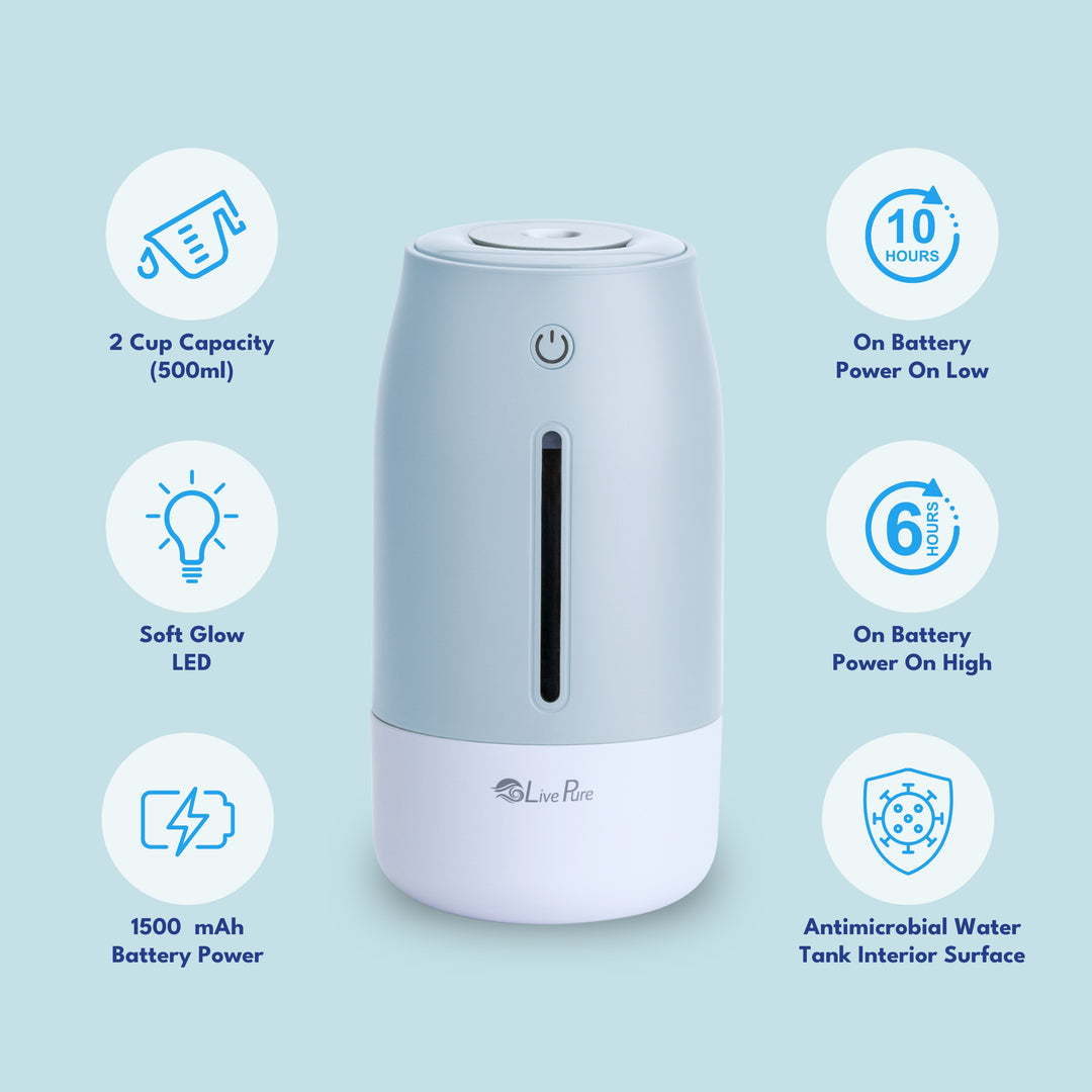 LivePure LP250 Aqua Glo Portable Cool Mist Humidifier.