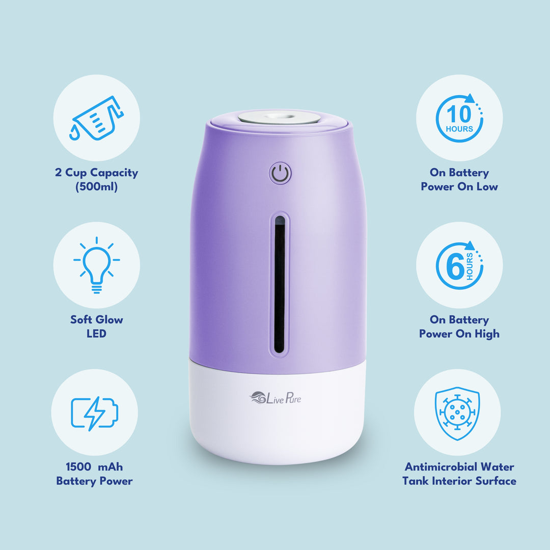 LivePure LP250 Aqua Glo Portable Cool Mist Humidifier.