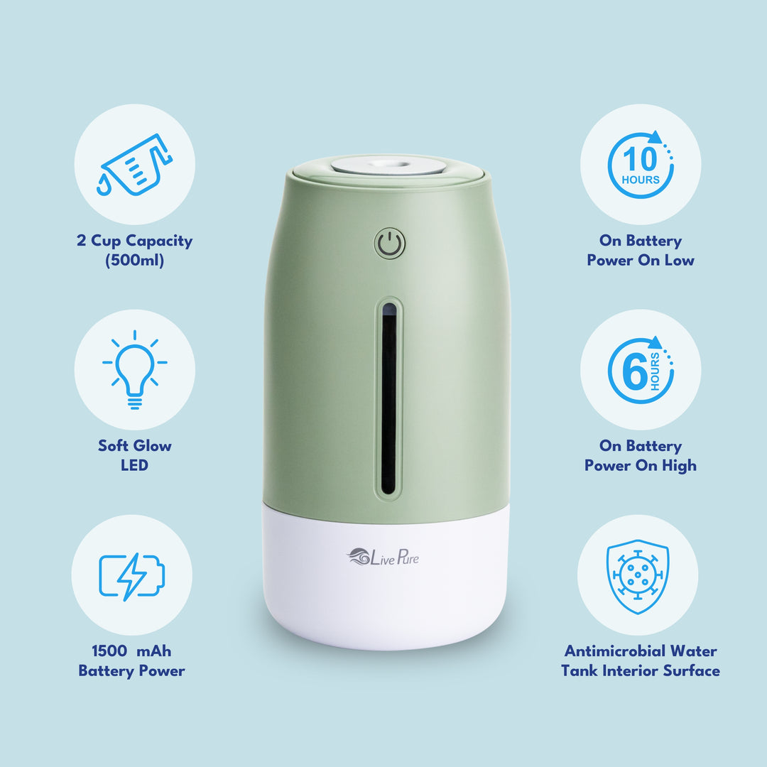 LivePure LP250 Aqua Glo Portable Cool Mist Humidifier.