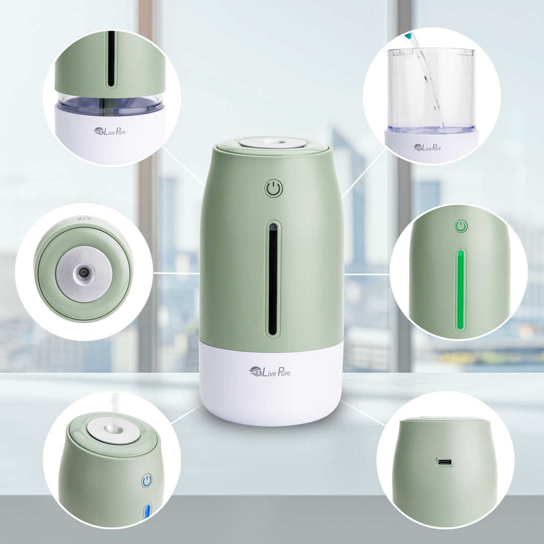 LivePure LP250 Aqua Glo Portable Cool Mist Humidifier.