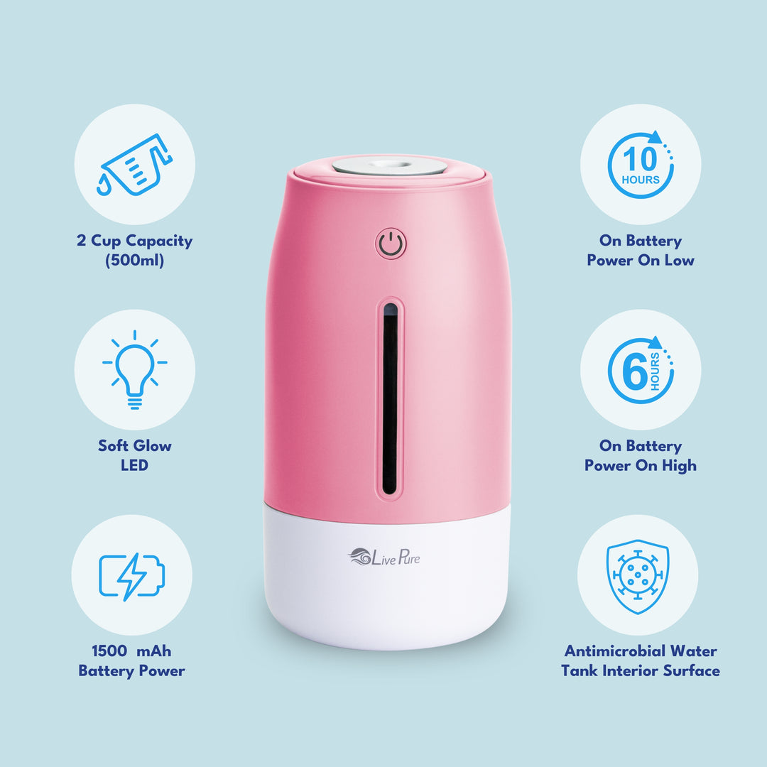 LivePure LP250 Aqua Glo Portable Cool Mist Humidifier.