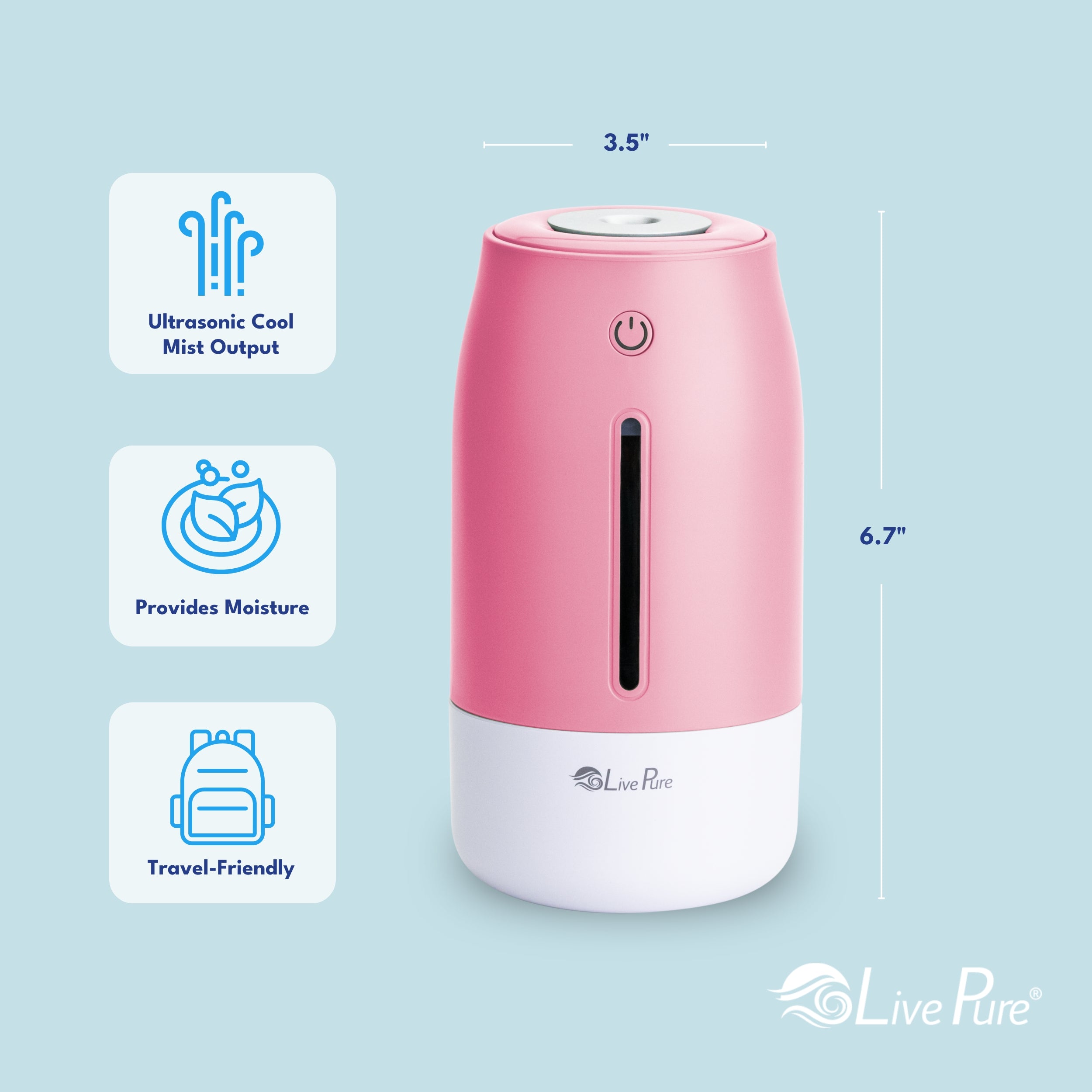 Aqua Glo Portable Cool Mist Humidifier LP250HUM – LivePure