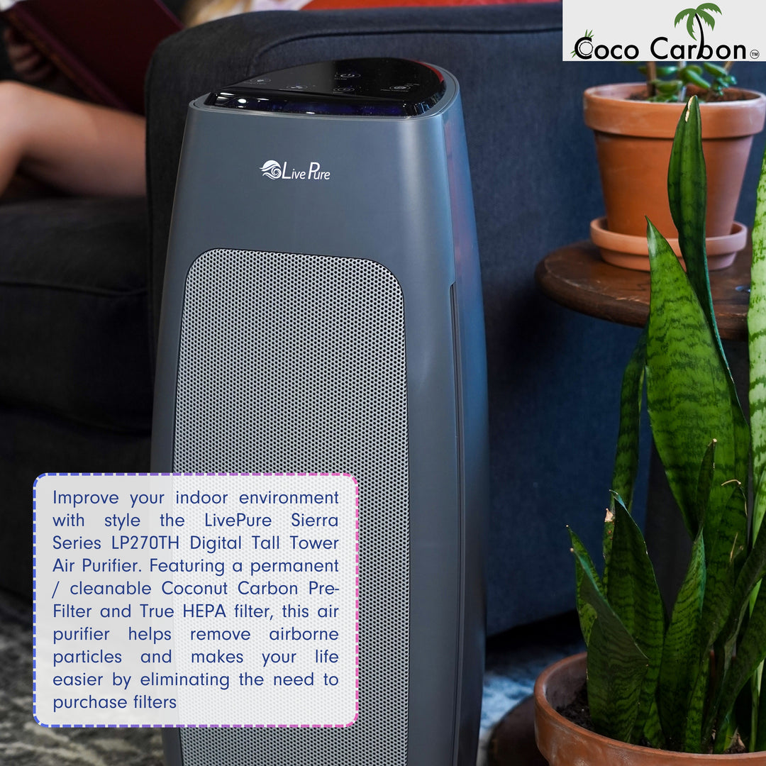 Sierra Series Digital Tall Tower Air Purifier with Permanent Filtration LP270THP