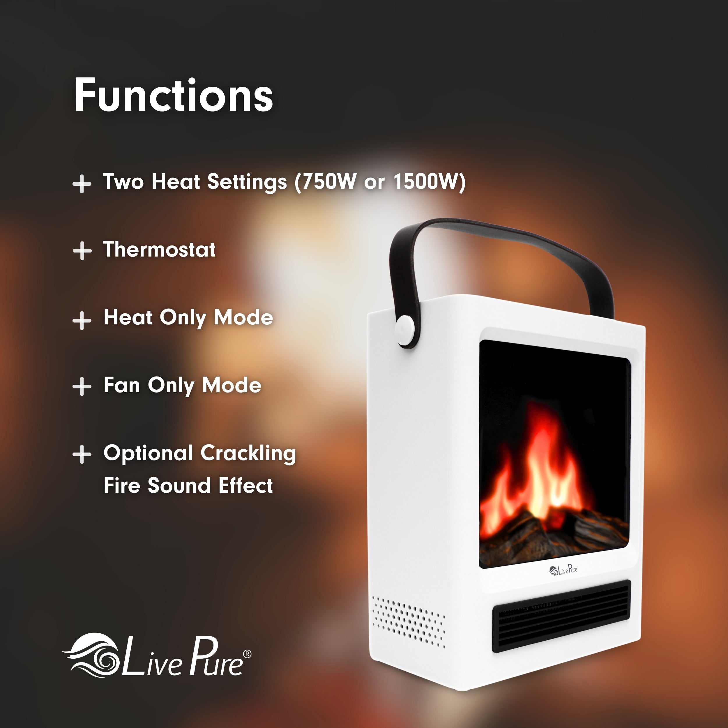 CrackleFlame Electric Space Heater LP3000 | LivePure