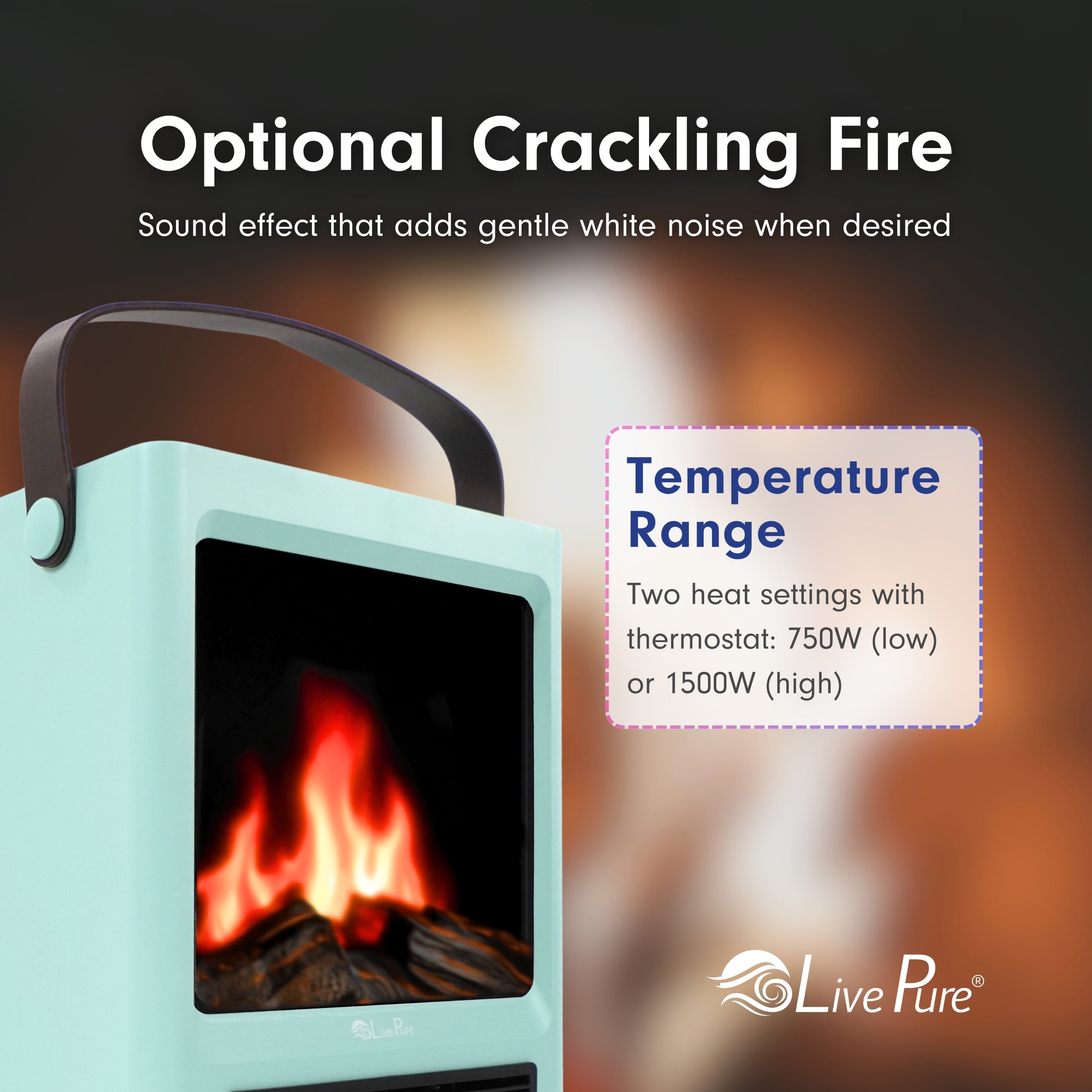 CrackleFlame Electric Space Heater LP3000 | LivePure