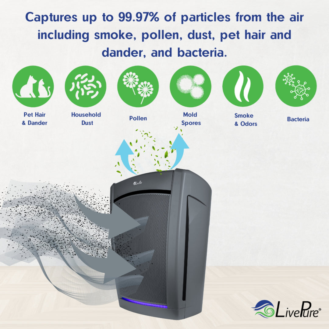 LivePure Bali Series Multi-Room True HEPA Air Purifier with Air Quality Sensing System