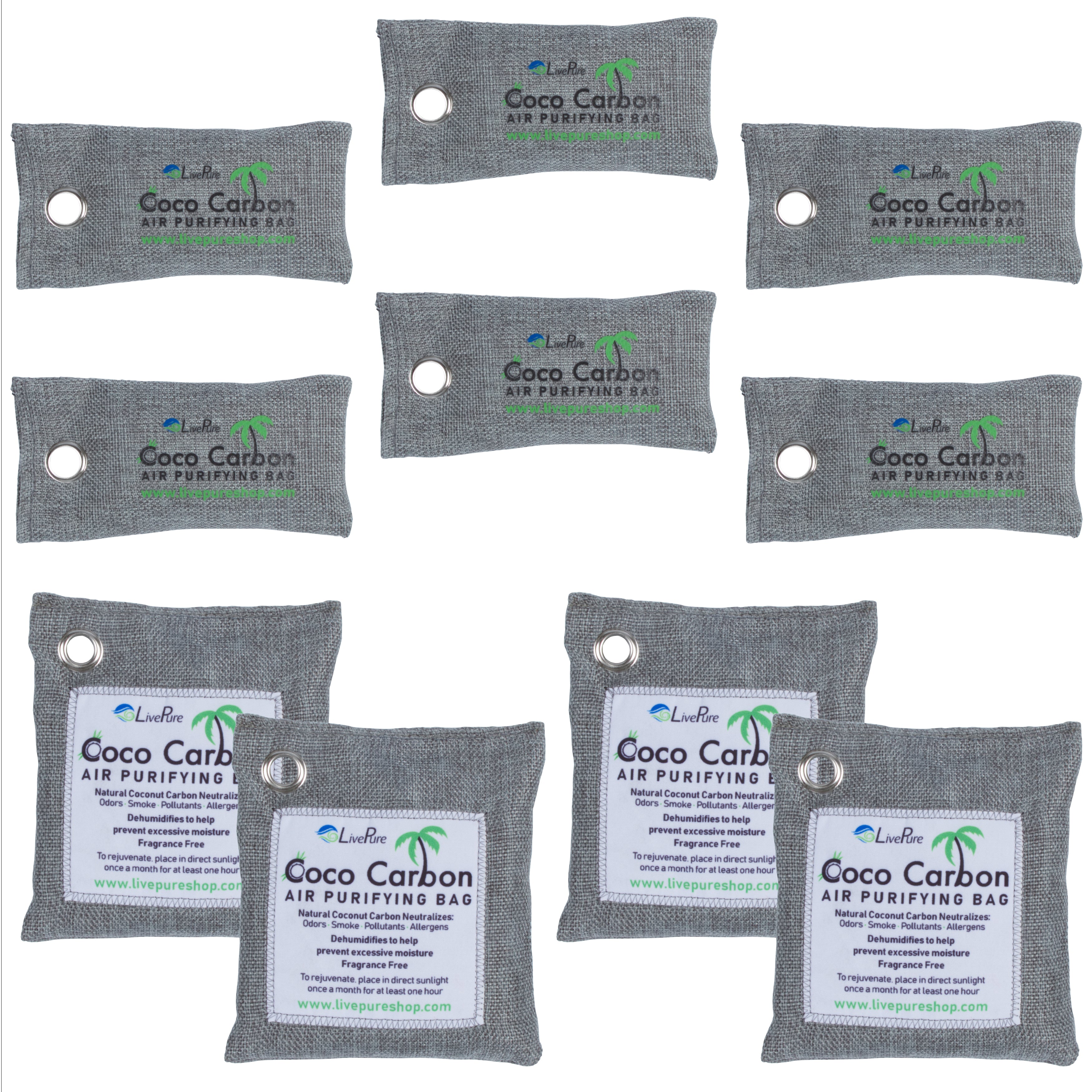 7 Pack Sand LivePure CocoCarbon Air Purifying Bags