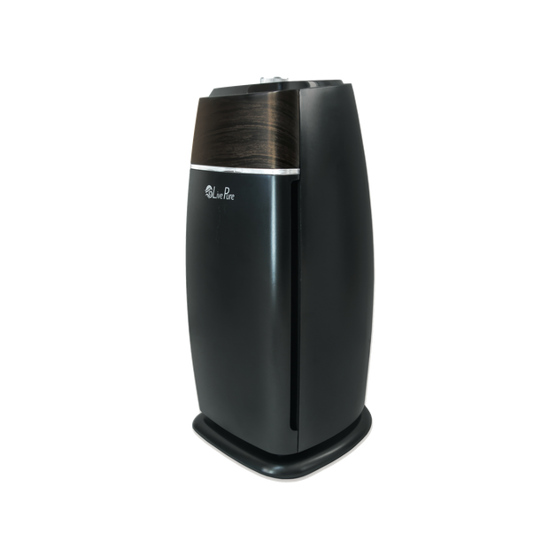 LivePure Sierra Series Medium Tower Air Purifier, True HEPA Filter, Small Room 100 Square Feet, Mahogany and Slate Black
