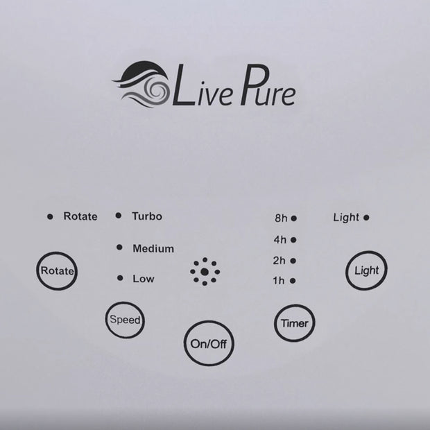 LivePure 1800FAPA Bladeless Aroma Fan White Control Panel