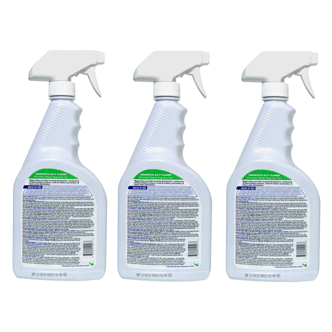 LivePure LP-MC-96 Magic Clean Multi-Surface Disinfectant Spray, 3 32oz Bottles, Back