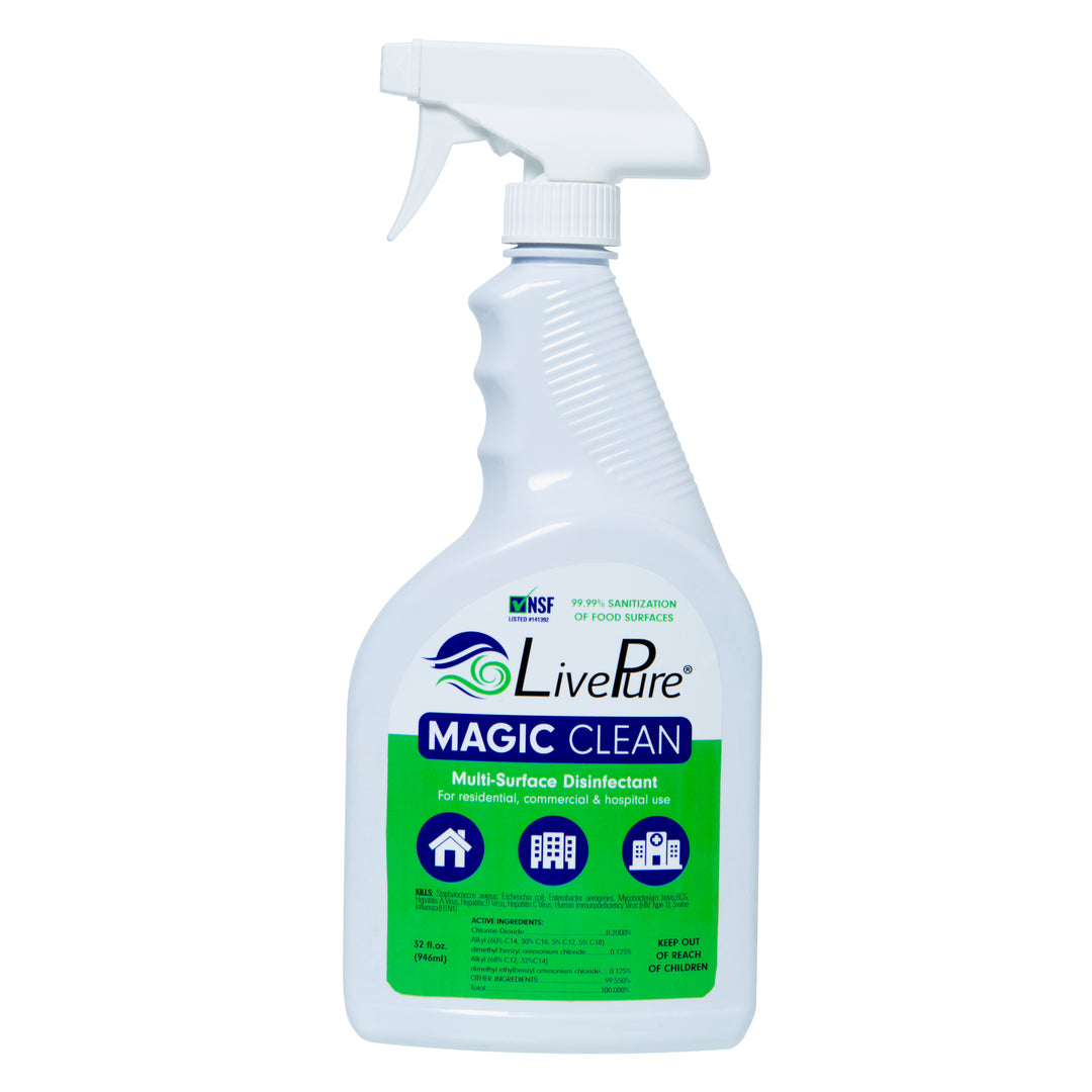 LivePure LP-MC-96 Magic Clean Multi-Surface Disinfectant Spray, 1 32oz Bottles, Front