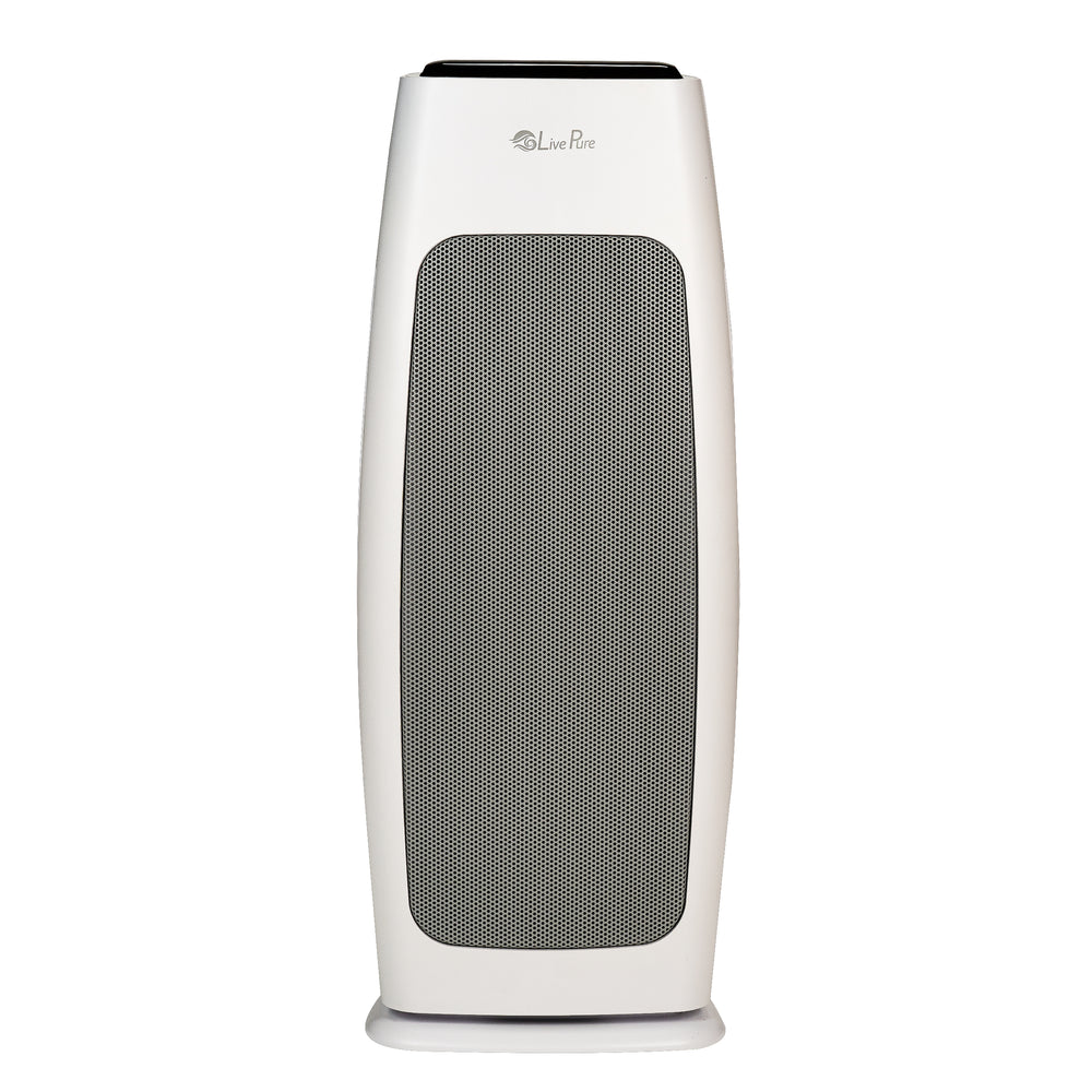 LivePure Sierra Series Digital Tall Tower Air Purifier with Permanent Filtration, White, Front