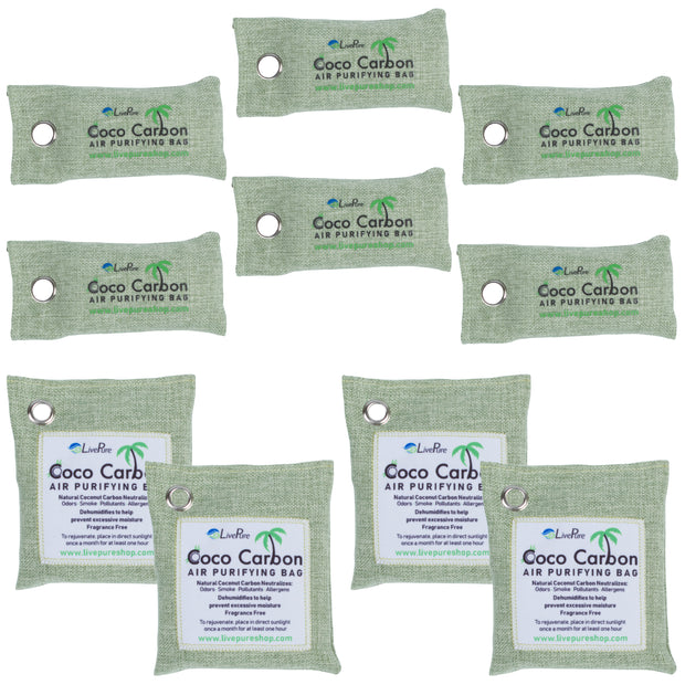 LivePure CocoCarbon Air Purifying Bags, Mint, 10 Pack