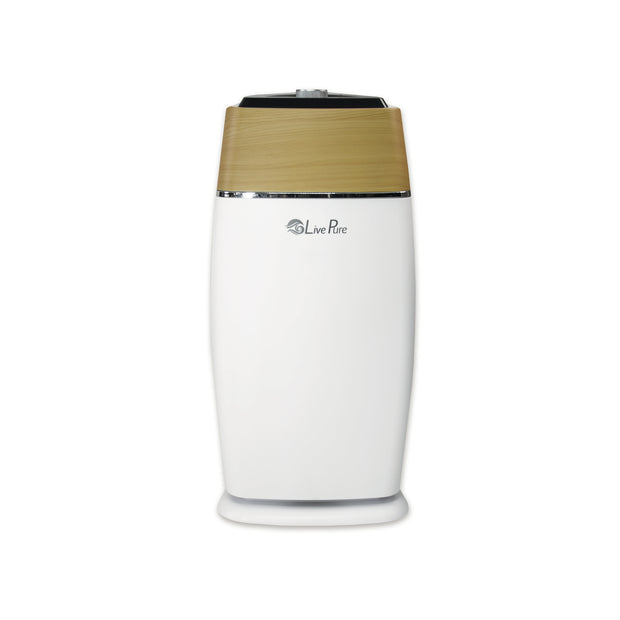 LivePure Sierra Series Medium Tower Air Purifier, True HEPA Filter, Small Room 100 Square Feet, Teak and Pearl White